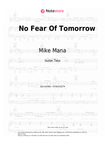 Notas, acordes Mike Mana - No Fear Of Tomorrow