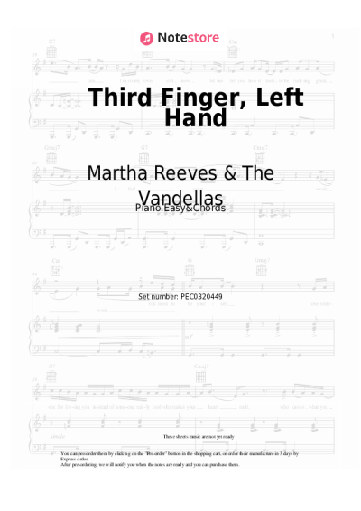 Notas, acordes Martha Reeves & The Vandellas - Third Finger, Left Hand
