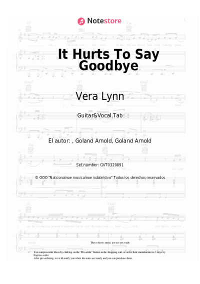 Notas, acordes Vera Lynn - It Hurts To Say Goodbye