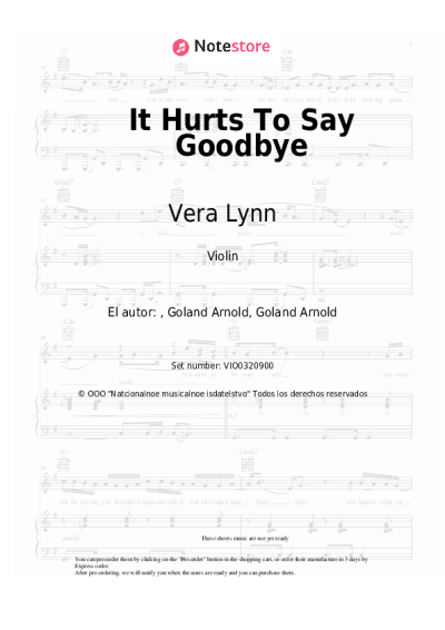 Notas, acordes Vera Lynn - It Hurts To Say Goodbye
