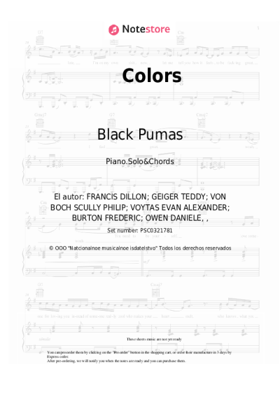 Notas, acordes Black Pumas - Colors