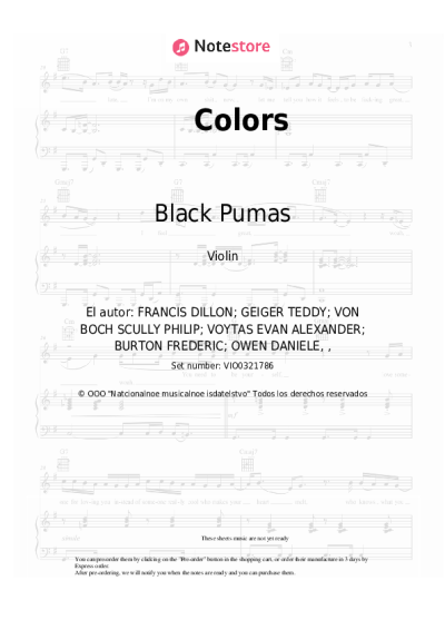 Notas, acordes Black Pumas - Colors