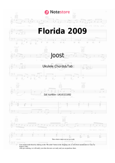 Notas, acordes Joost - Florida 2009