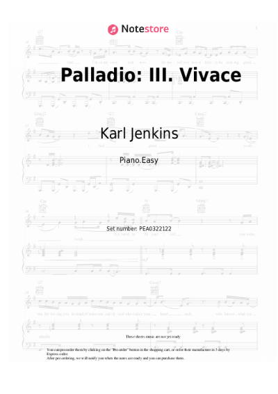 Notas, acordes Karl Jenkins - Palladio: III. Vivace