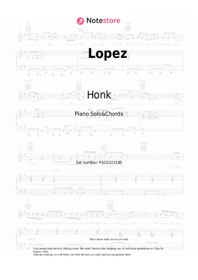 Notas, acordes Honk - Lopez (from Five Summer Stories)