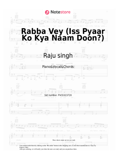 Notas, acordes Raju singh - Rabba Vey (Iss Pyaar Ko Kya Naam Doon?)