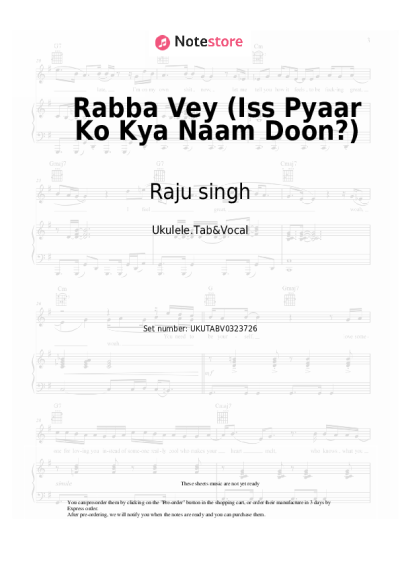 Notas, acordes Raju singh - Rabba Vey (Iss Pyaar Ko Kya Naam Doon?)