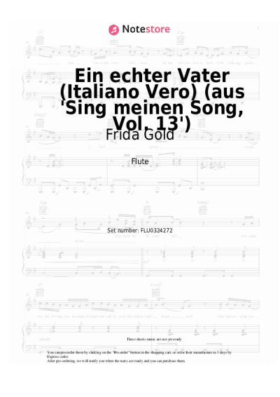 Notas, acordes Frida Gold - Ein echter Vater (Italiano Vero) (aus 'Sing meinen Song, Vol. 13') 