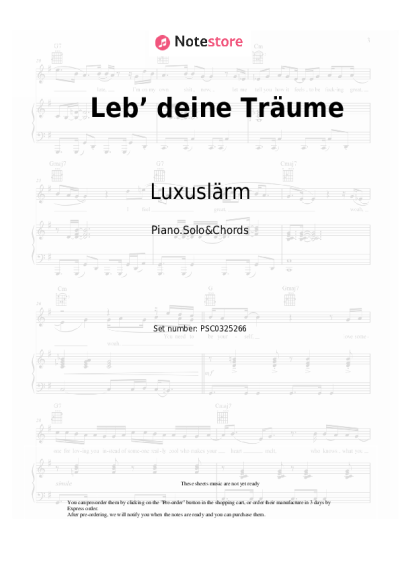Notas, acordes Luxuslärm - Leb’ deine Träume