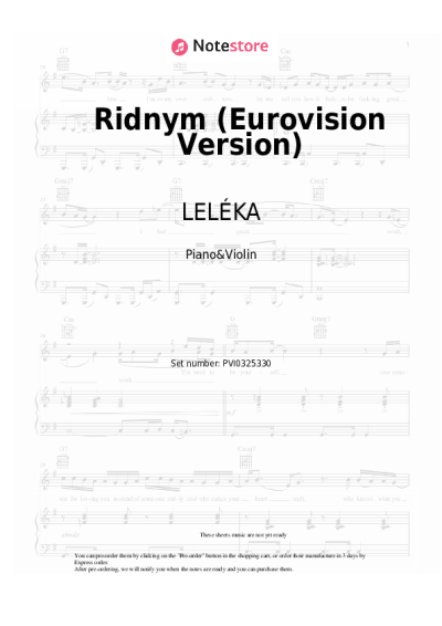 Notas, acordes LELÉKA - Ridnym (Eurovision Version)