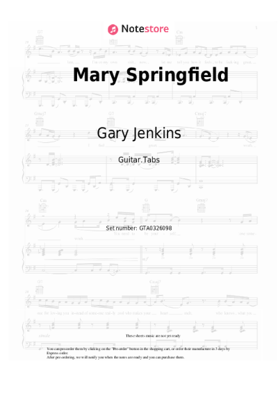 Notas, acordes Gary Jenkins - Mary Springfield
