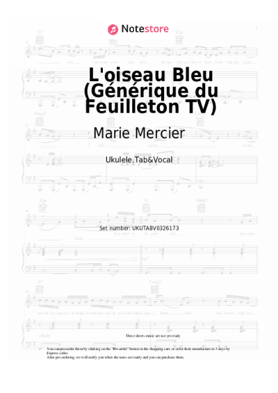 Notas, acordes Marie Mercier - L'oiseau Bleu (Générique du Feuilleton TV)