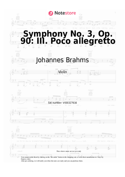 Notas, acordes Johannes Brahms - Symphony No. 3, Op. 90: III. Poco allegretto