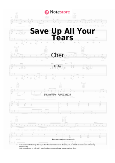 Notas, acordes Cher - Save Up All Your Tears