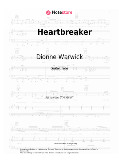Notas, acordes Dionne Warwick, Barry Gibb, Robin Gibb, Maurice Gibb - Heartbreaker