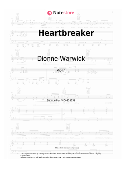 Notas, acordes Dionne Warwick, Barry Gibb, Robin Gibb, Maurice Gibb - Heartbreaker