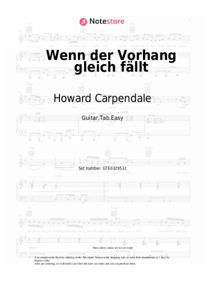 Notas, acordes Howard Carpendale - Wenn der Vorhang gleich fällt