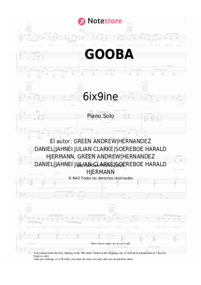 Notas, acordes 6ix9ine - GOOBA