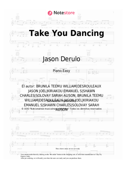 Notas, acordes Jason Derulo - Take You Dancing