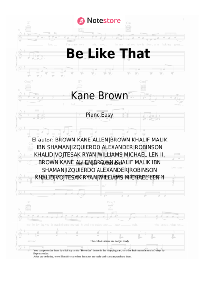 Notas, acordes Kane Brown, Swae Lee, Khalid - Be Like That