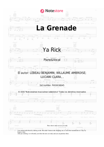 Notas, acordes Ya Rick, KDDK - La Grenade