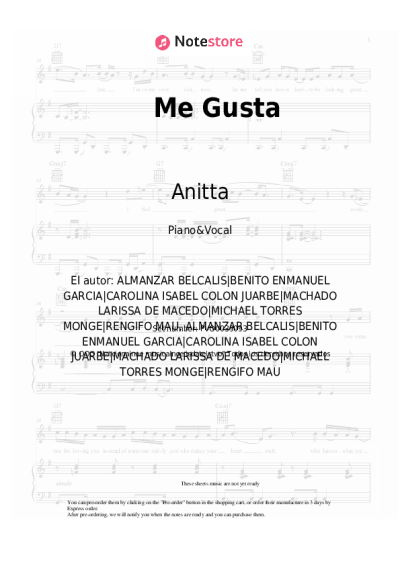 Notas, acordes Anitta, Cardi B, Myke Towers - Me Gusta