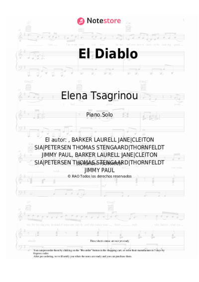Notas, acordes Elena Tsagrinou - El Diablo