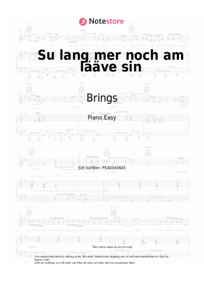 Notas, acordes Brings - Su lang mer noch am lääve sin