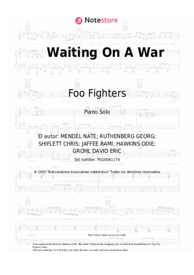 Notas, acordes Foo Fighters - Waiting On A War
