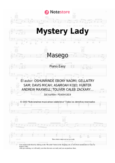 Notas, acordes Masego, Don Toliver - Mystery Lady
