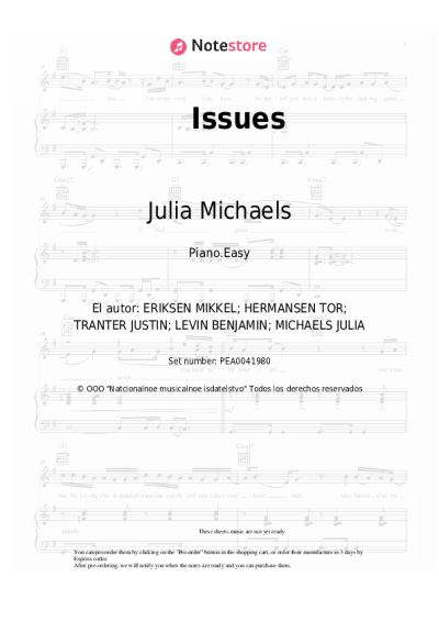 Notas, acordes Julia Michaels - Issues