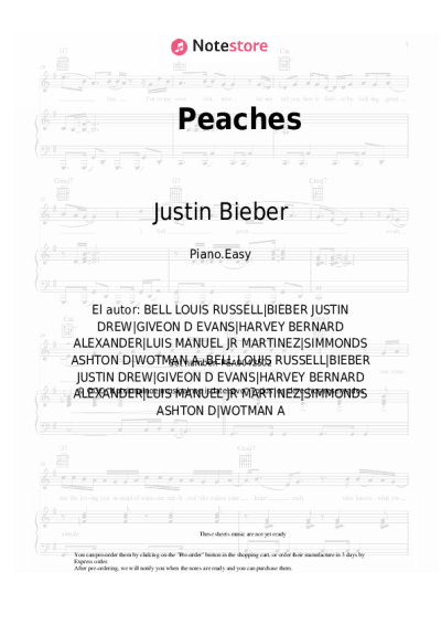 Notas, acordes Justin Bieber, Daniel Caesar, Giveon - Peaches