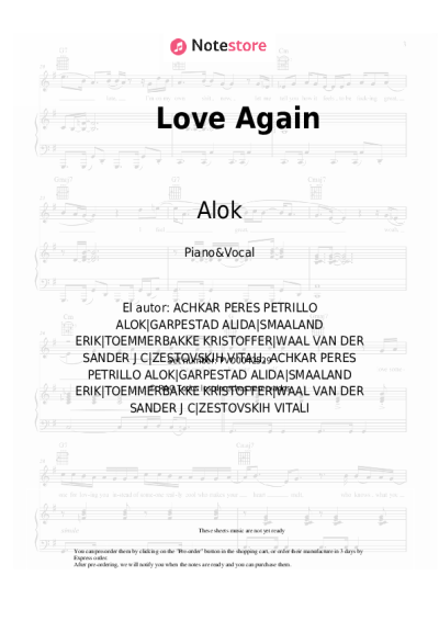 Notas, acordes Alok, VIZE, Alida - Love Again