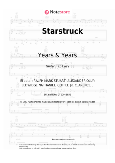 Notas, acordes Years & Years - Starstruck