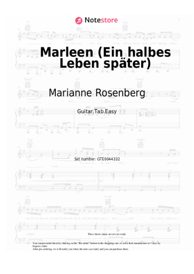 Notas, acordes Marianne Rosenberg - Marleen (Ein halbes Leben später)