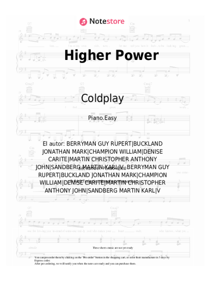 Notas, acordes Coldplay - Higher Power