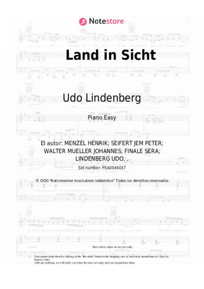 Notas, acordes Udo Lindenberg - Land in Sicht