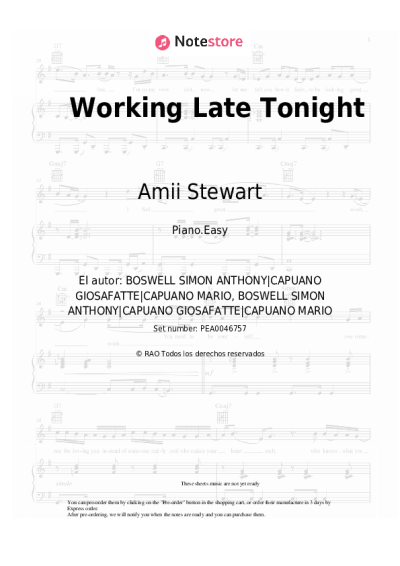 Notas, acordes Amii Stewart - Working Late Tonight