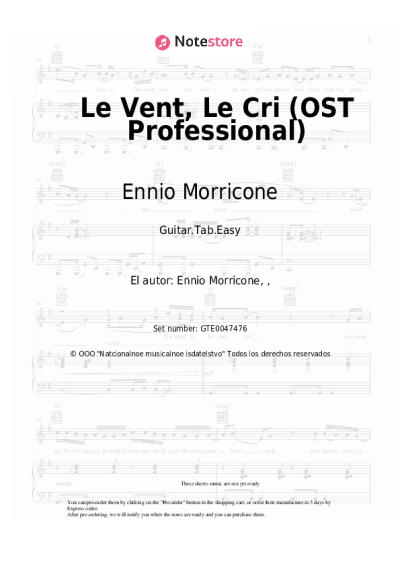 Notas, acordes Ennio Morricone - Le Vent, Le Cri (OST Professional)