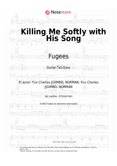 Notas, acordes Fugees - Killing Me Softly with His Song
