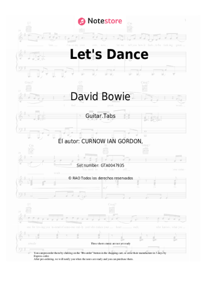 Notas, acordes David Bowie - Let's Dance