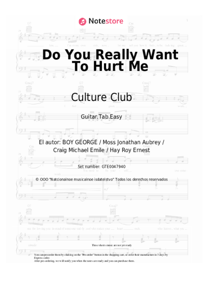 Notas, acordes Culture Club - Do You Really Want To Hurt Me