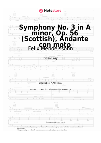 Notas, acordes Felix Mendelssohn - Symphony No. 3 in A minor, Op. 56 (Scottish), Andante con moto