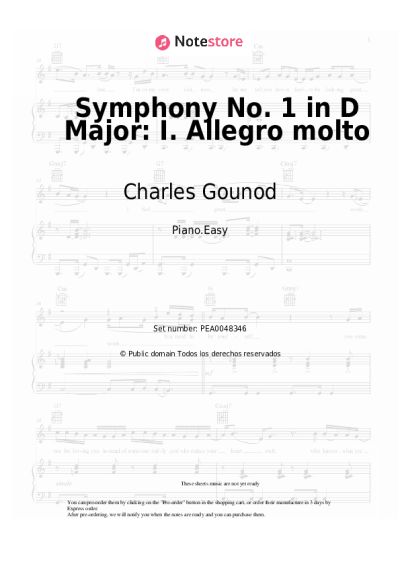 Notas, acordes Charles Gounod - Symphony No. 1 in D Major: I. Allegro molto