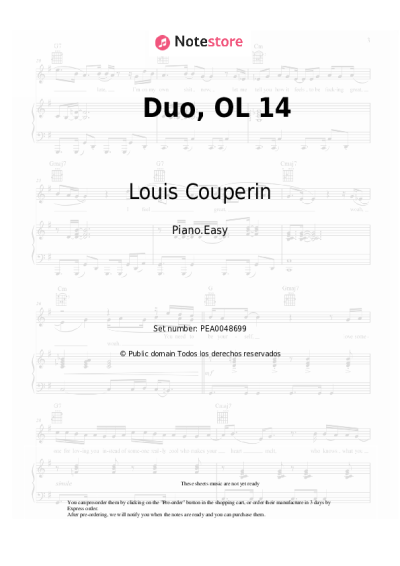 Notas, acordes Louis Couperin - Duo, OL 14