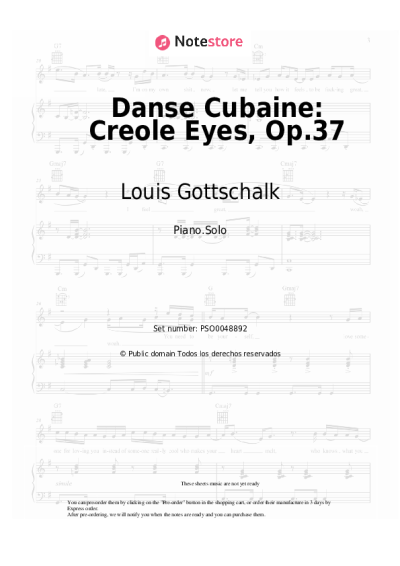 Notas, acordes Louis Gottschalk - Danse Cubaine: Creole Eyes, Op.37