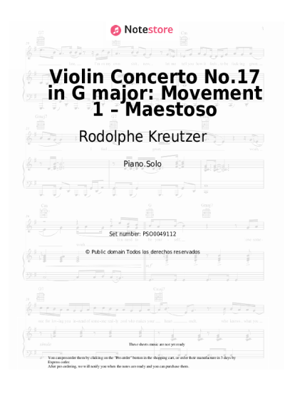 Notas, acordes Rodolphe Kreutzer - Violin Concerto No.17 in G major: Movement 1 – Maestoso