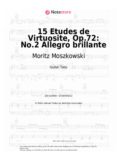 Notas, acordes Moritz Moszkowski - 15 Etudes de Virtuosite, Op.72: No.2 Allegro brillante