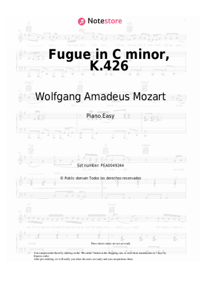 undefined Wolfgang Amadeus Mozart - Fugue in C minor, K.426