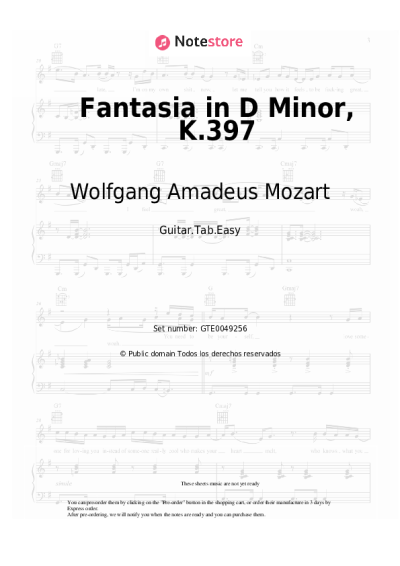 undefined Wolfgang Amadeus Mozart - Fantasia in D Minor, K.397